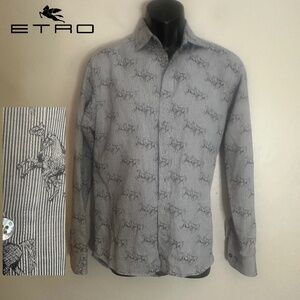 Etro Tapestry Weave Long Sleeve Shirt EU 39 Gently worn Made in Italy Cotton